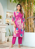 Hatheli's Women's Purple Self Design and Printed Kurta set with Dupatta