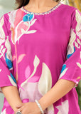 Hatheli's Women's Purple Self Design and Printed Kurta set with Dupatta