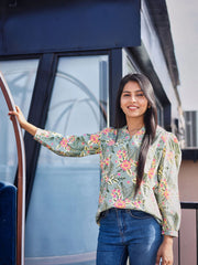 Floral Cotton Green Top – Hatheli